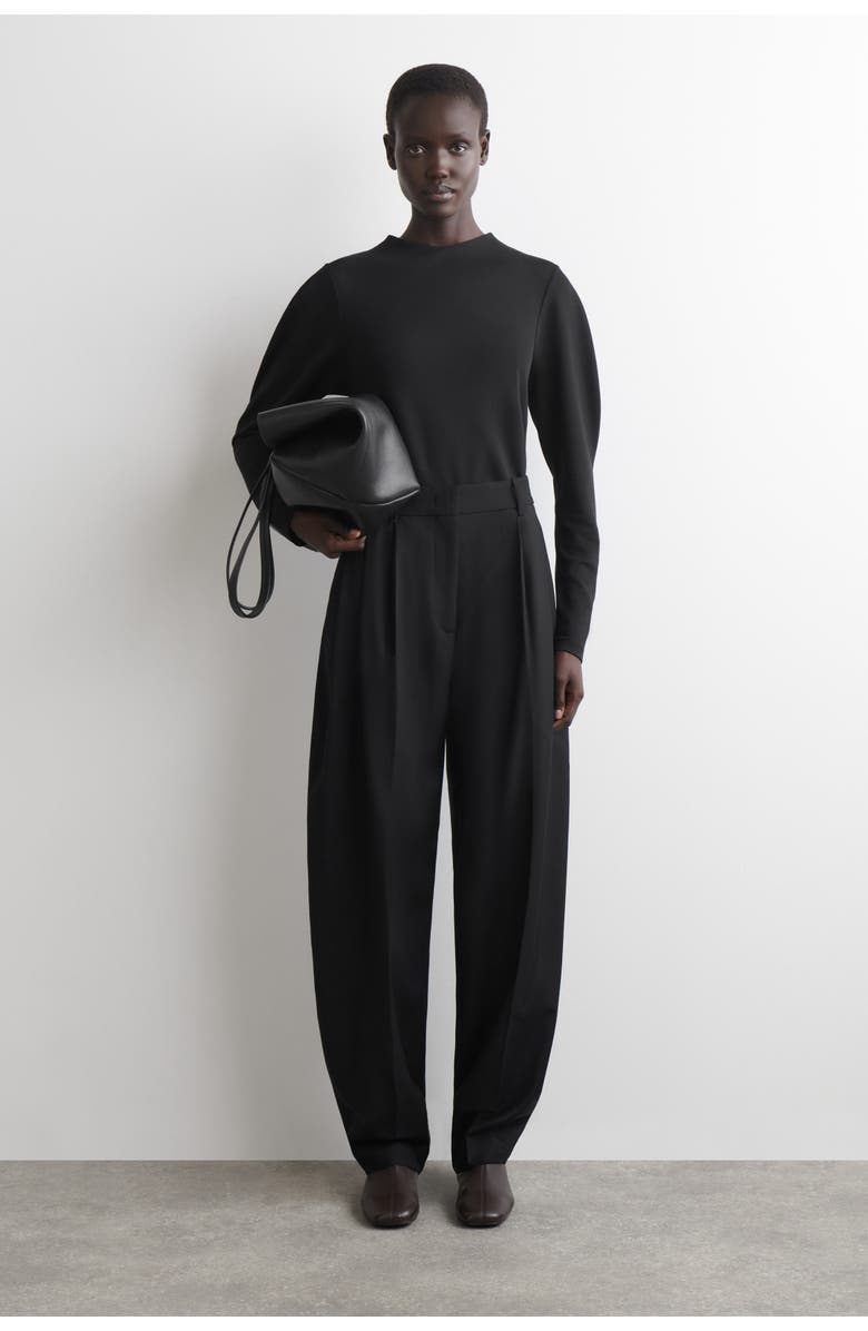 COS Rounded-Sleeve Top, Alternate, color, Black