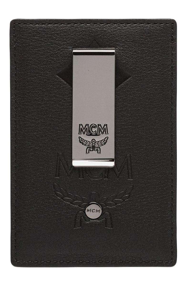 MCM Aren Money Clip Card Case in Maxi Monogram Leather, Main, color, 