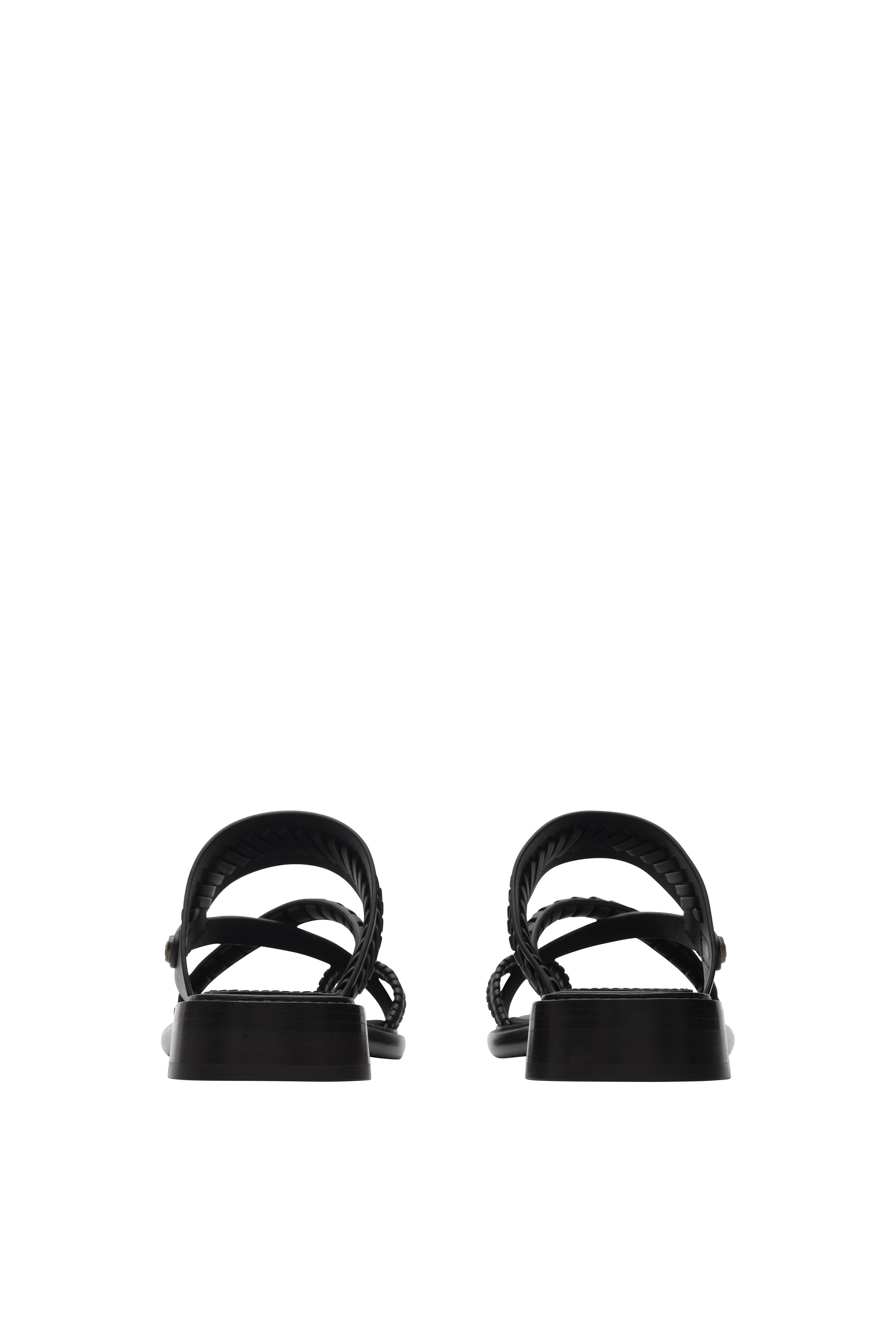 Burberry Leather Baez Sandals, Alternate, color, Black