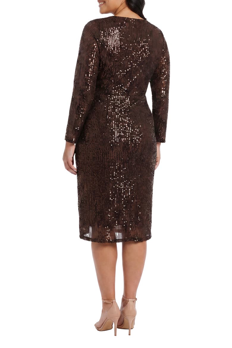 Side Twist Sequin Midi Dress, Alternate, color, CHOCOLATE