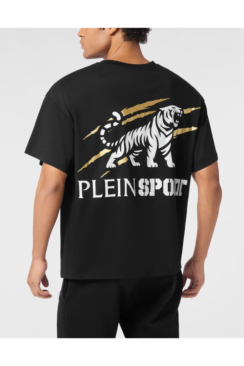 T-Shirt Round Neck Ss Tiger Men, Alternate, color, black/lightgold
