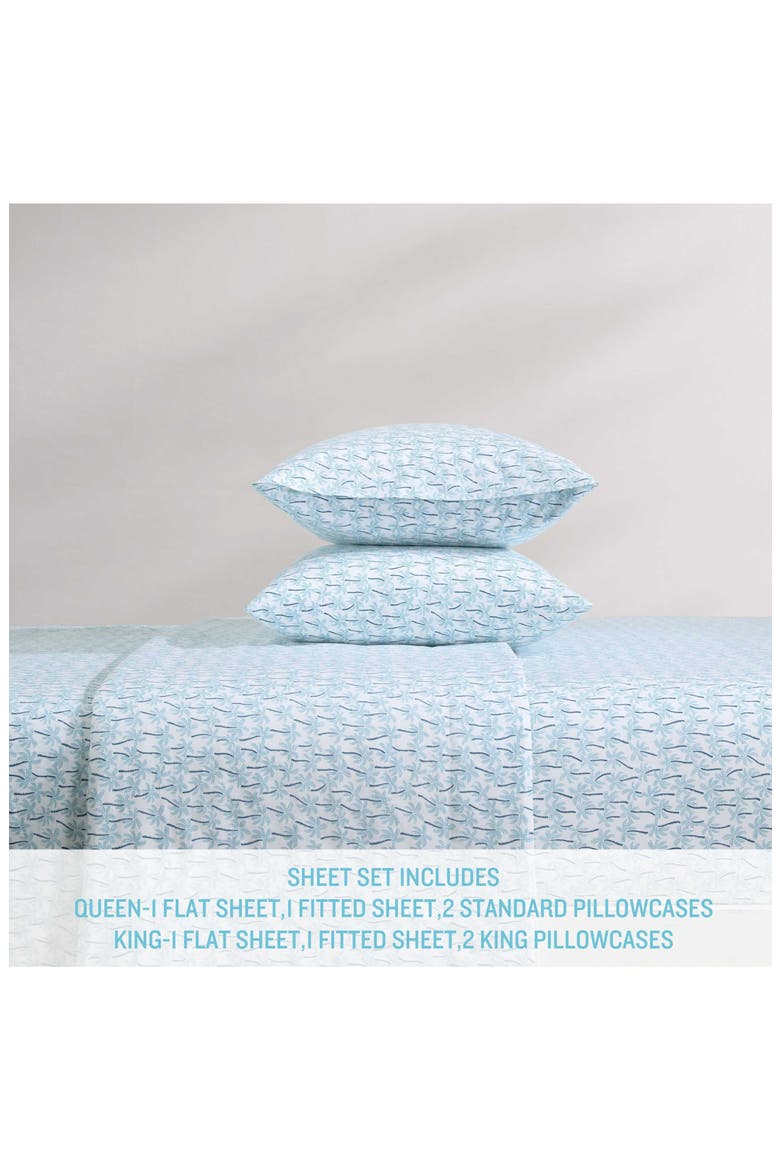 Palmtastic Percale Cotton Sheet Set, Alternate, color, BLUE