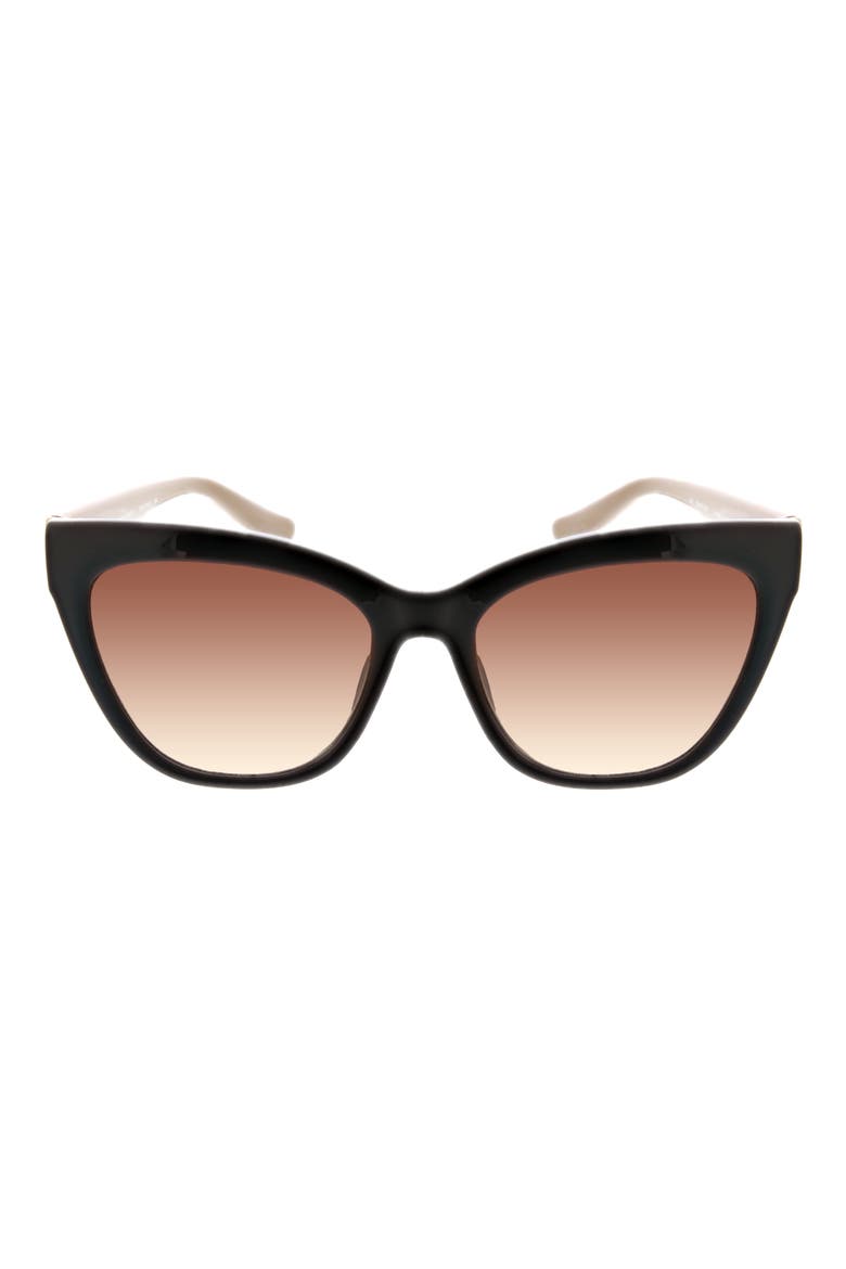55mm Glam Cat Eye Sunglasses, Main, color, BLACK/SMOKEY BROWN GRADIENT