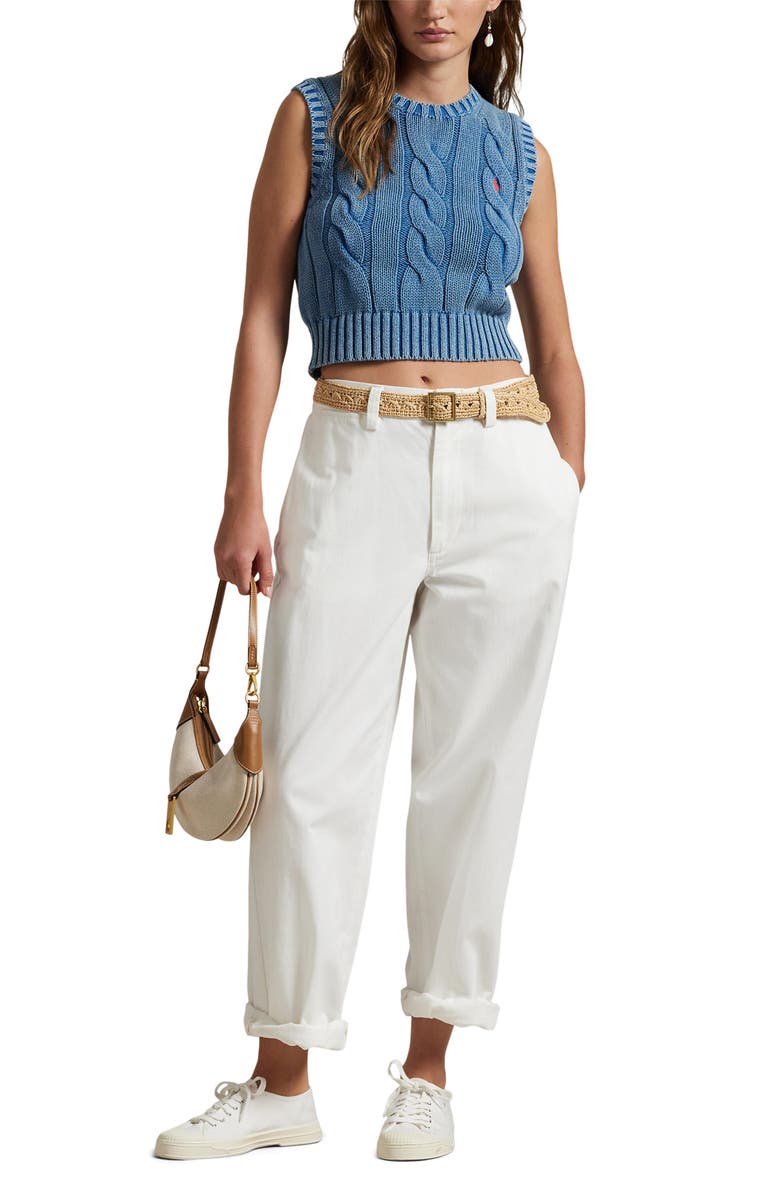 Polo Ralph Lauren Cable Knit Crop Cotton Sweater Vest, Alternate, color,