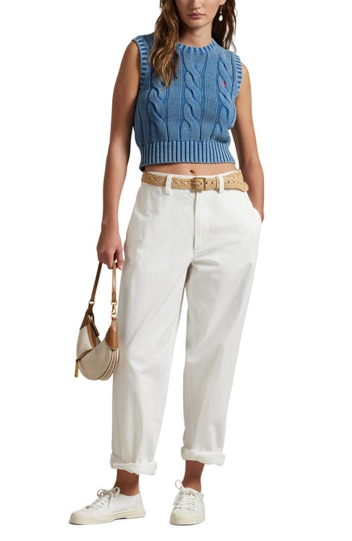 Polo Ralph Lauren Cable-knit Cotton Cropped Sweater Vest In Midnight Royal