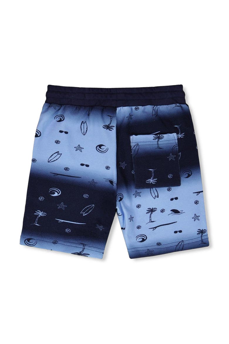 Elastic Waist Gradient French Terry Shorts, Alternate, color, Blue Gradient
