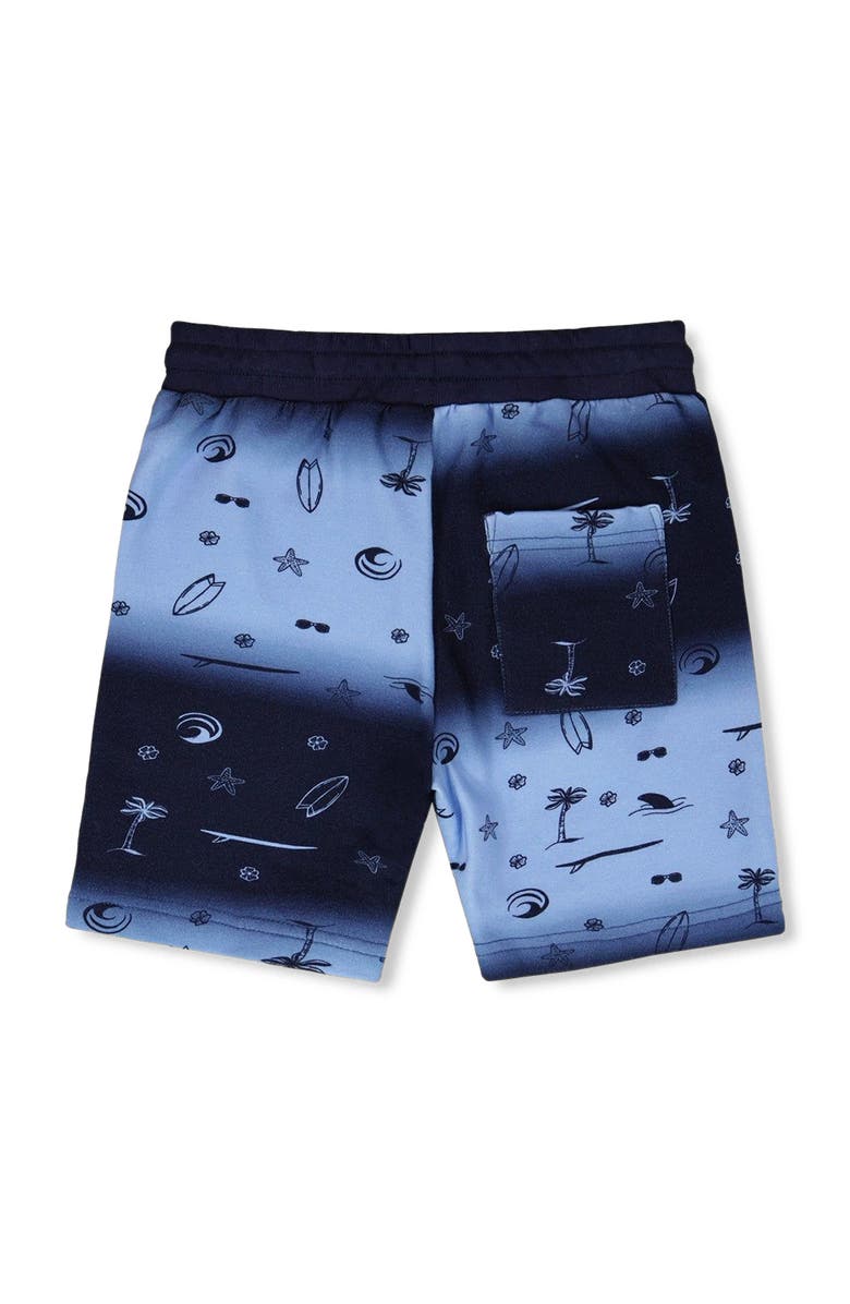 Deux par Deux Elastic Waist Gradient French Terry Shorts, Alternate, color, Blue Gradient