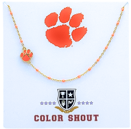 Color Shout Clemson University Side Necklace In Gold