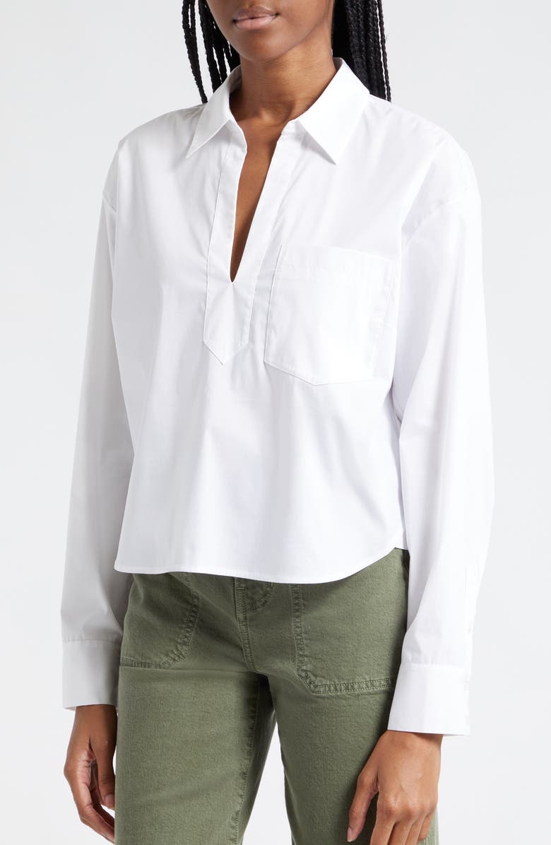 Veronica Beard Khai Stretch Cotton Woven Top, Alternate, color, White