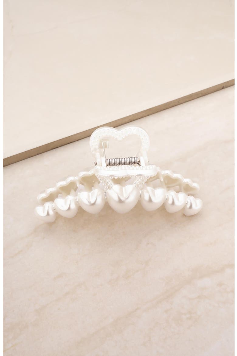 Imitation Pearl Jaw Clip, Alternate, color, WHITE