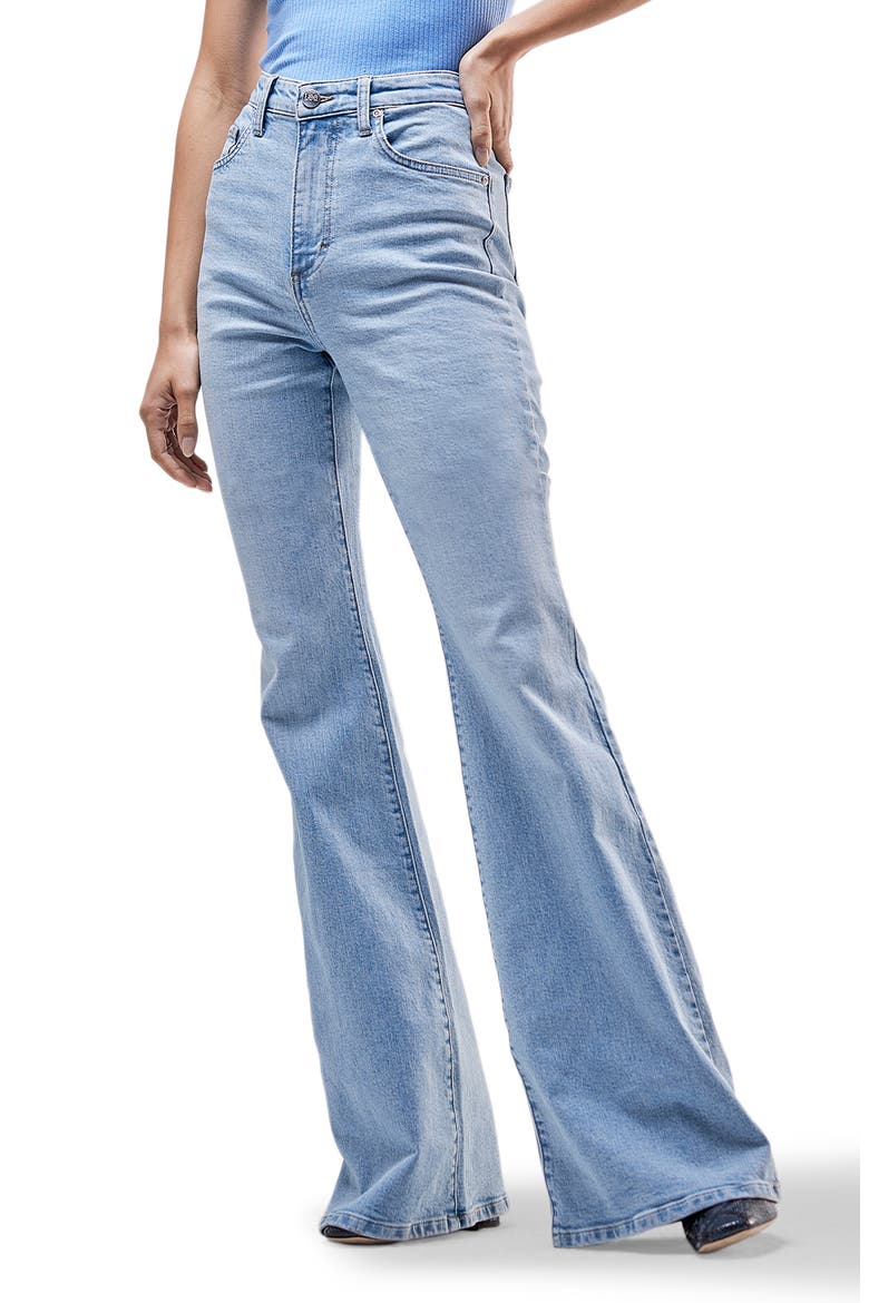 High Waist Flare Jeans, Main, color, LAUNDERED LIGHT