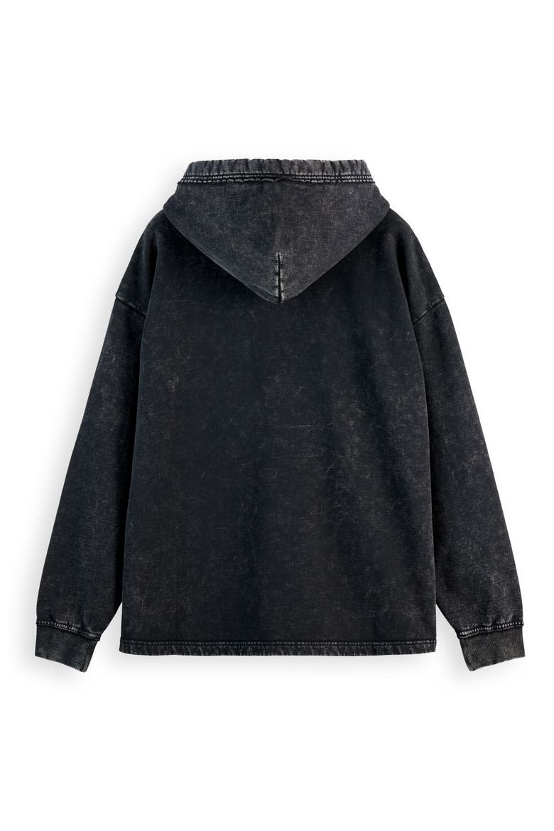 Relaxed Fit Washed Artwork Cotton Hoodie, Alternate, color, BLACK