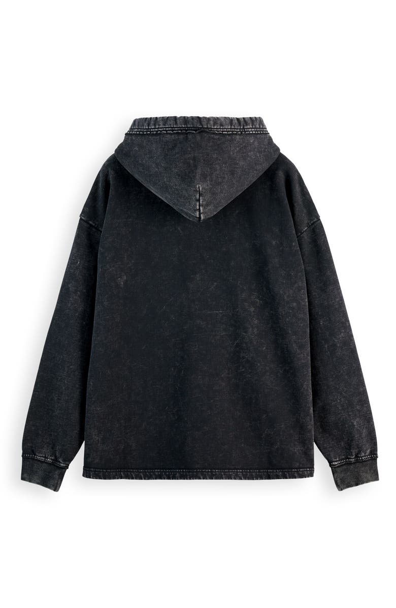 Scotch & Soda Relaxed Fit Washed Artwork Cotton Hoodie, Alternate, color, Black