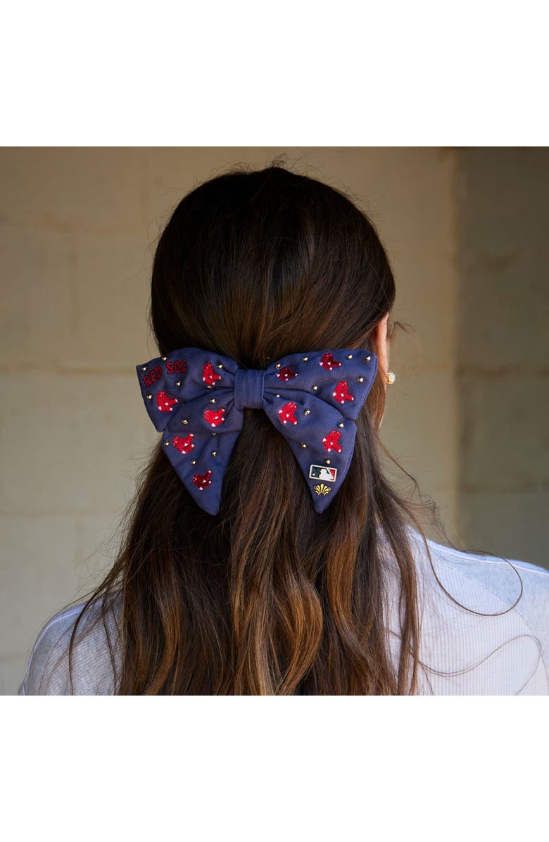 Lele Sadoughi MLB Red Sox Bow Barrette, Alternate, color, Navy 400