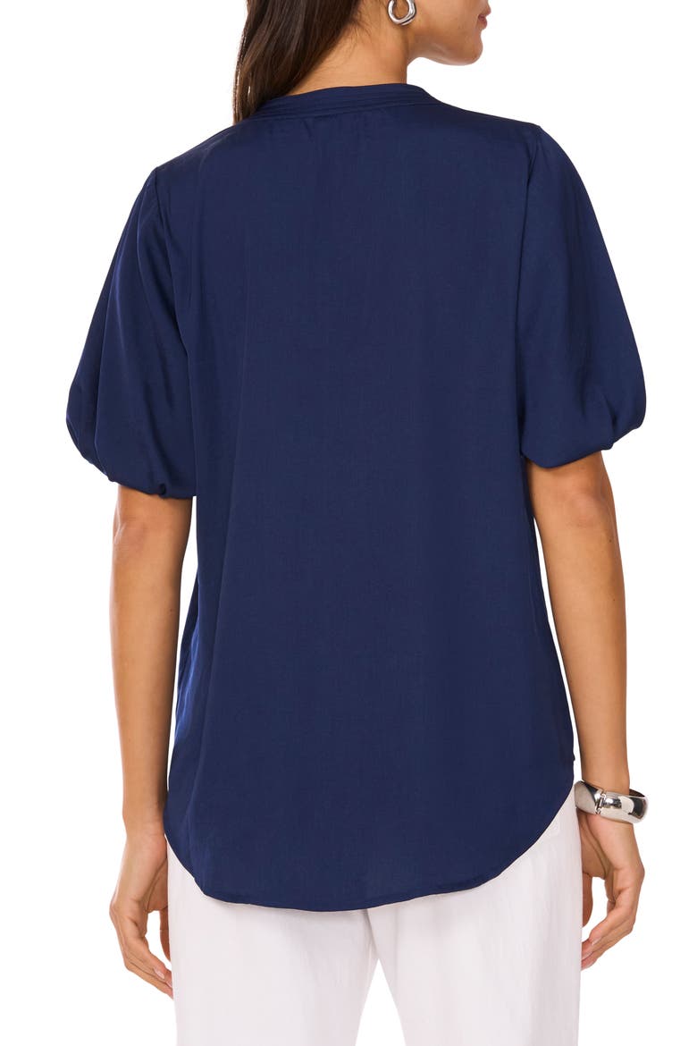 Hammered Satin Puff Sleeve Top, Alternate, color, CLASSIC NAVY
