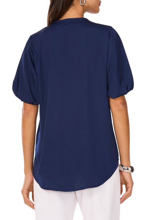 VINCE CAMUTO VINCE CAMUTO HAMMERED SATIN PUFF SLEEVE TOP