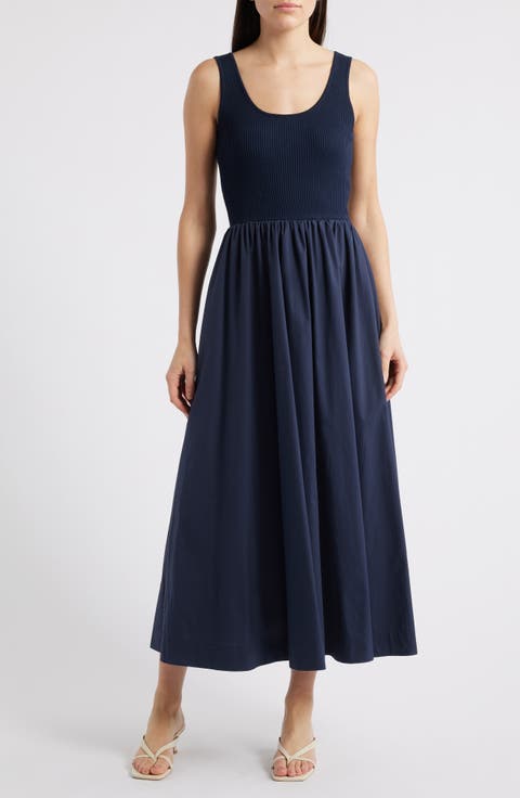 Sleeveless Mixed Media Maxi Dress