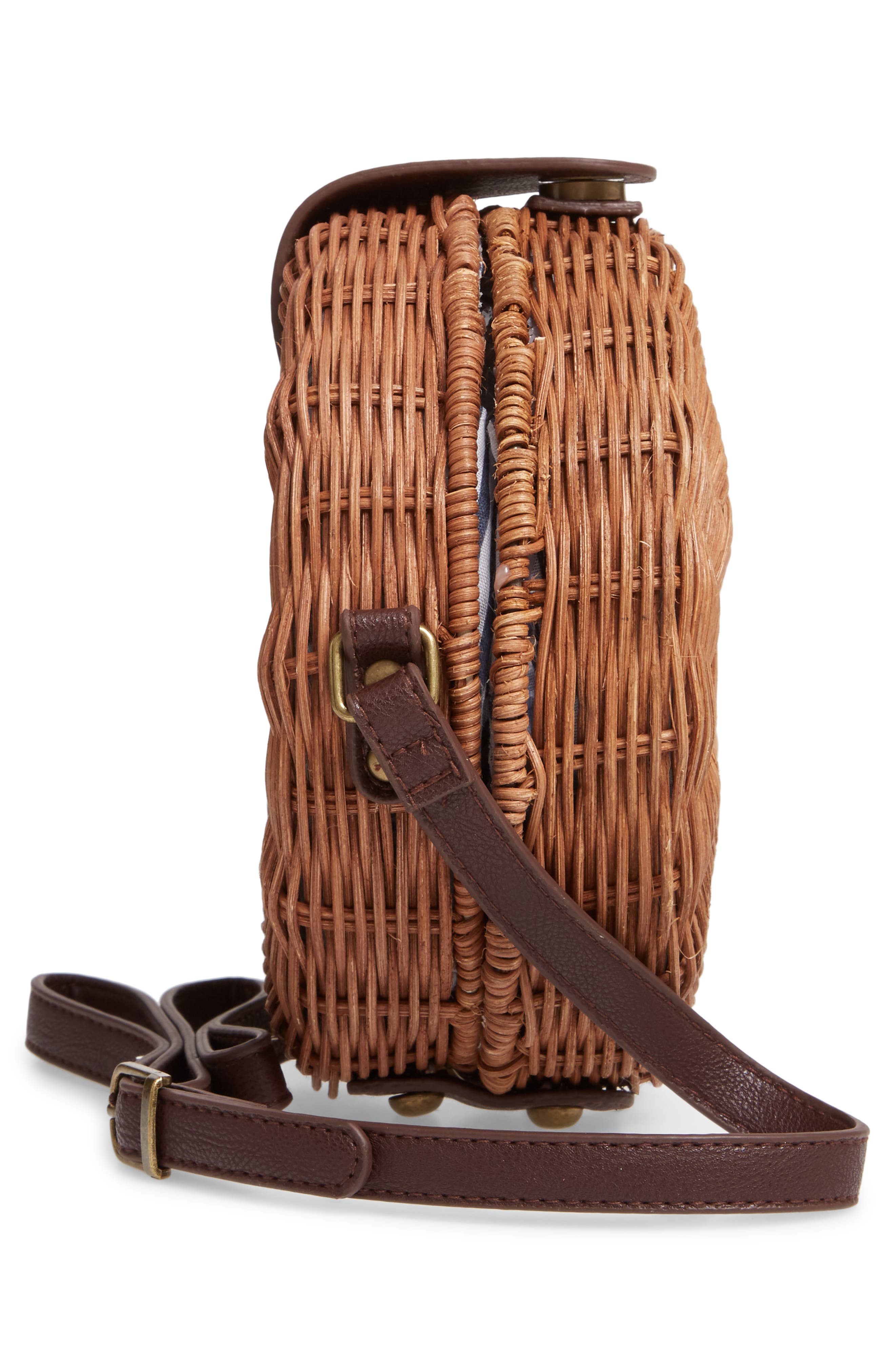 Hazel Woven Rattan Circle Bag, Alternate, color, ESPRESSO
