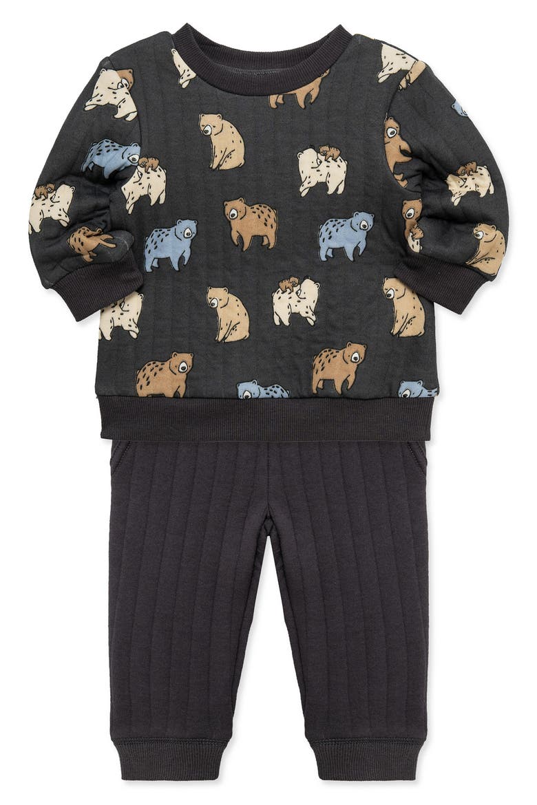 Kids' Bear Quilted Sweatshirt & Joggers Set, Alternate, color, GREY