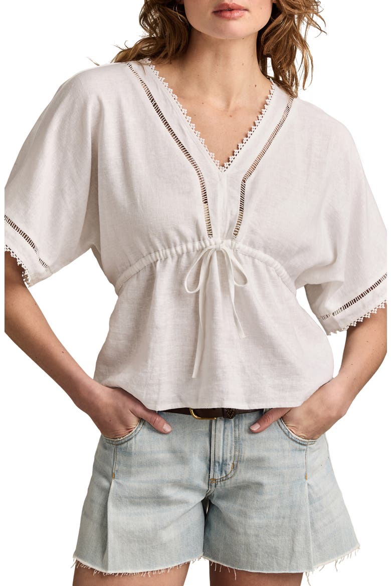 Dolman Sleeve Linen Blend Top, Main, color, BRIGHT WHITE