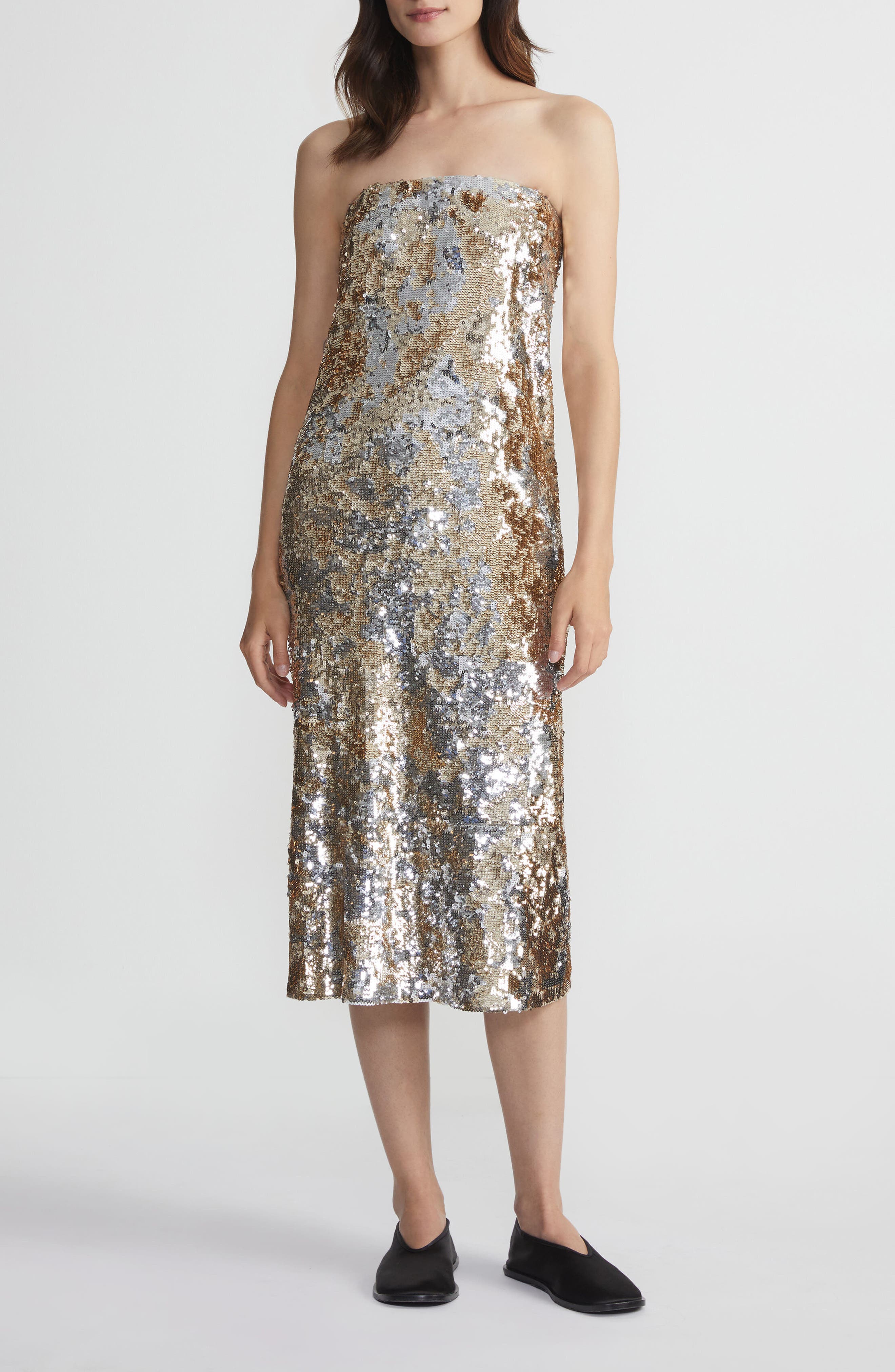 Lafayette 148 New York Sequin Strapless Cocktail Dress