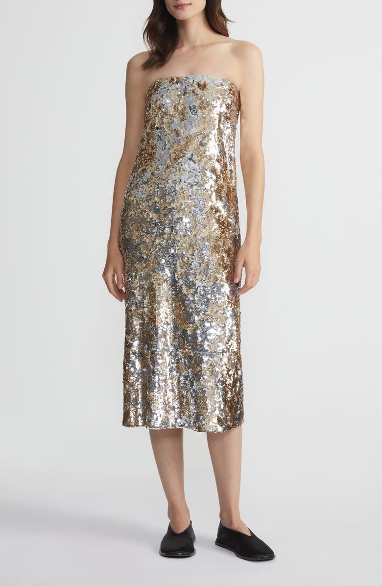 Lafayette 148 New York Sequin Strapless Cocktail Dress, Main, color, 