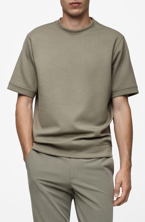 Mango Regular Fit Short Sleeve Sweatshirt In Medium Green