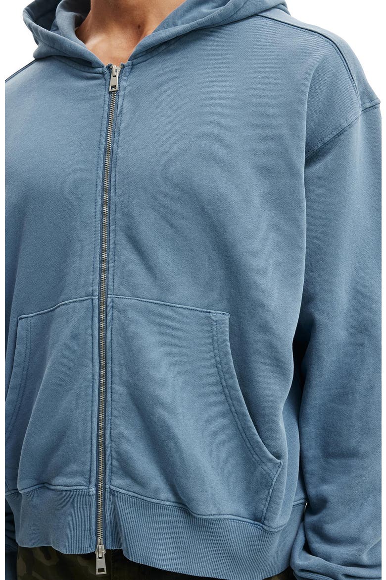 Men's Cropped Zip Up Hoodie, Alternate, color, Comet Blue Wash