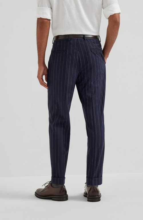 Brunello Cucinelli Linen-cotton-blend Stripe Leisure Trousers In Multi