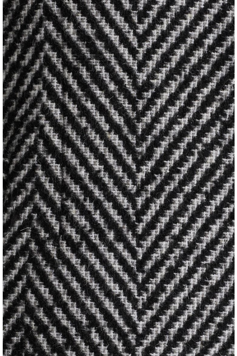 Chevron Tie Waist Coat, Alternate, color, BLACK/ WHITE HERRINGBONE