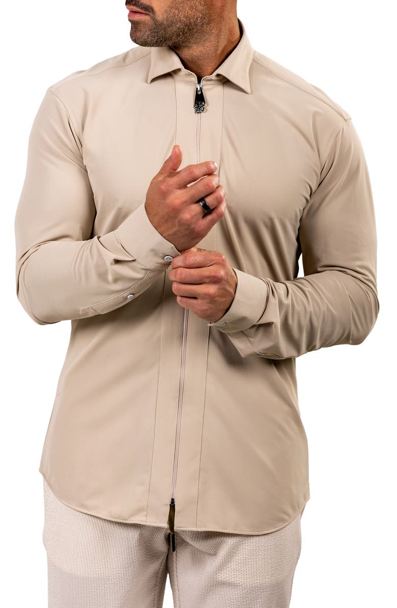 Maceoo FibZip Marthyr Knit Zip-Up Shirt, Alternate, color,