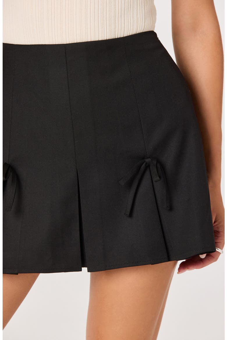 Pleated Bow Miniskirt, Alternate, color, BLACK