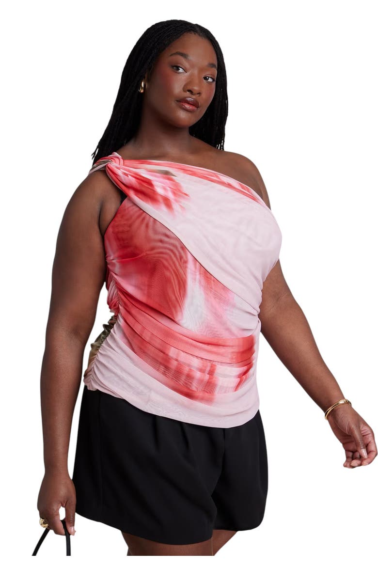 Twist Drape Sheer Mesh Top, Main, color, BLOOM TIDE FLORAL