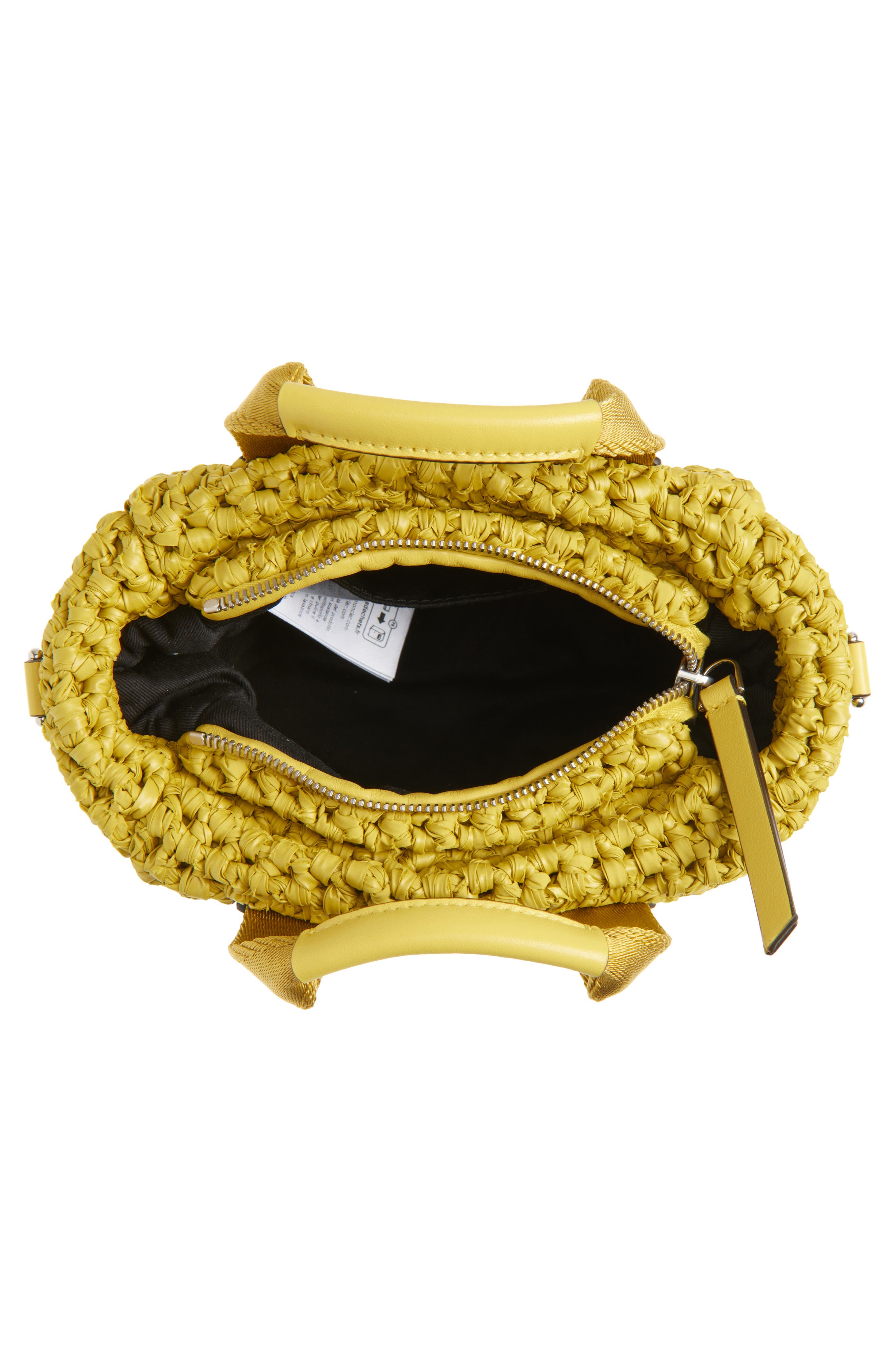 Moncler Micro Caradoc Woven Crossbody Bag, Alternate, color, Yellow Pear