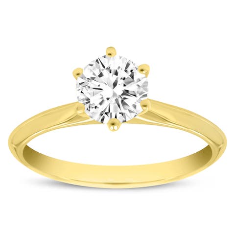 Clara 14K Yellow Gold Round Shape Lab Grown Diamond Solitaire Engagement Ring - 0.75 ctw