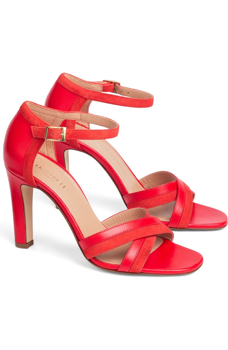 LK Bennett Lennon Colorblock Ankle Strap Sandal, Main, color, Red