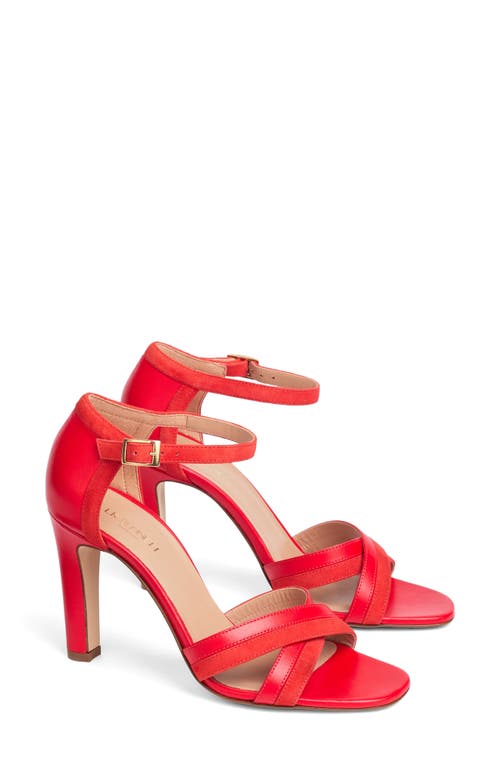 Lk Bennett Lennon Colorblock Ankle Strap Sandal In Red