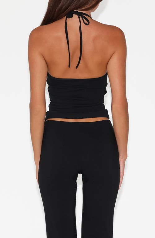 Tiger Mist Marren Button Halter Top In Black