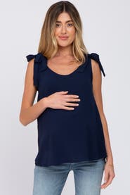 PinkBlush Blue Shoulder Bow Tank Top