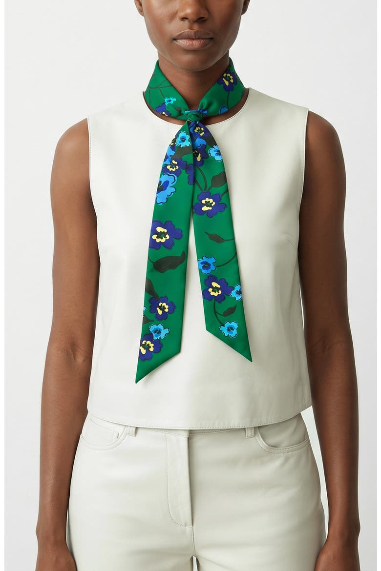 Silk Skinny Scarf Emerald Echo, Alternate, color, Green