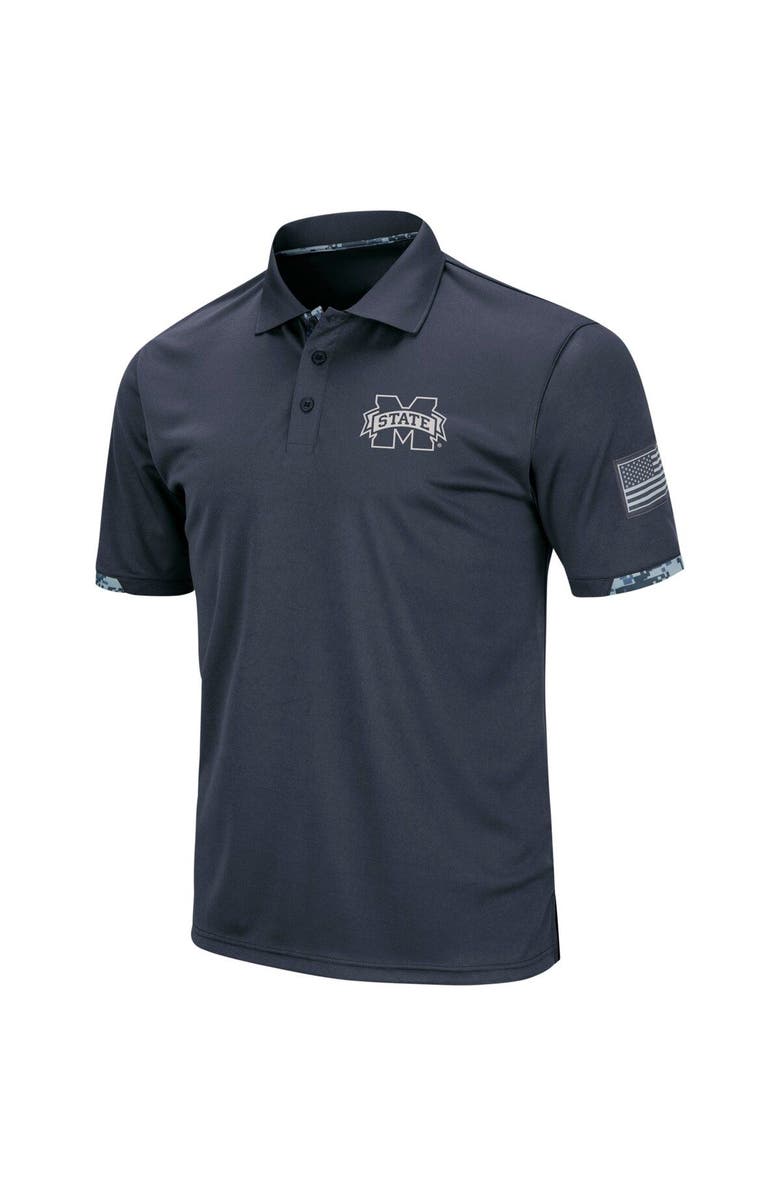 COLOSSEUM Men's Colosseum Charcoal Mississippi State Bulldogs Rival OHT Military Appreciation Polo, Alternate, color, Charcoal