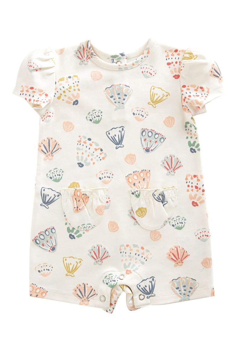 Seashells Organic Cotton Romper, Main, color, IVORY