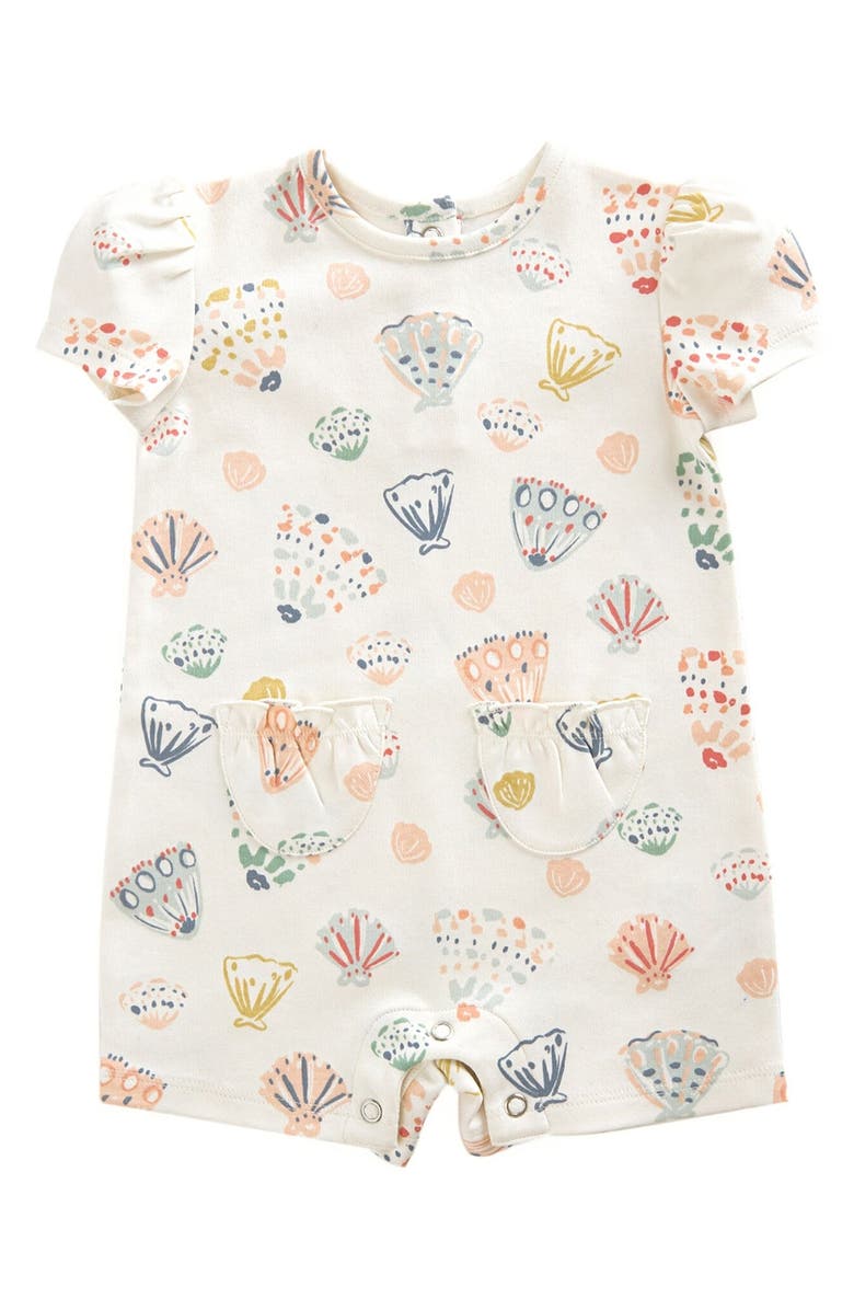 Pehr Seashells Organic Cotton Romper, Main, color,