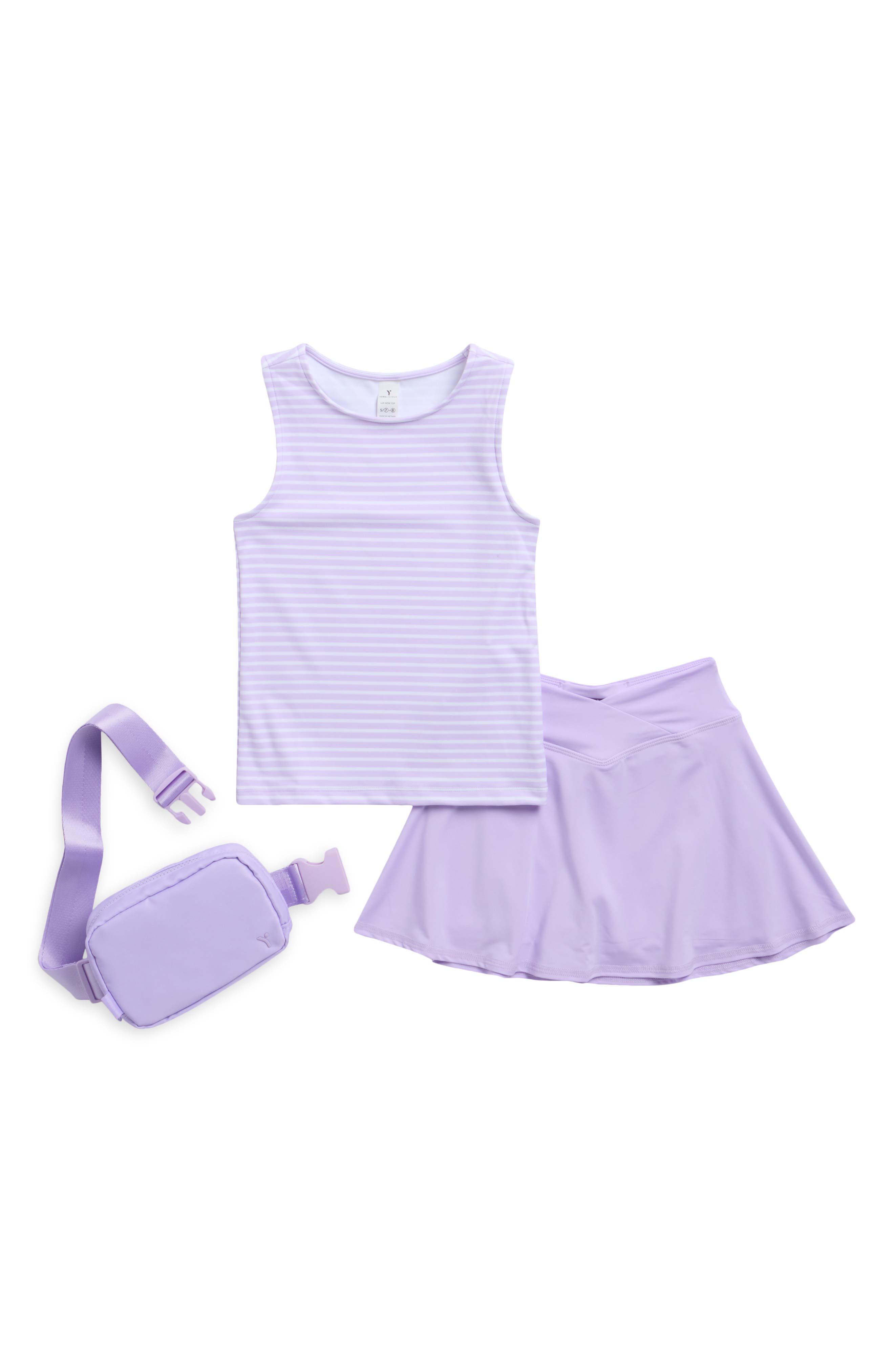 YOGALICIOUS Kids' Lux Nicki Fitted Tank, Skirt & Belt Bag Set