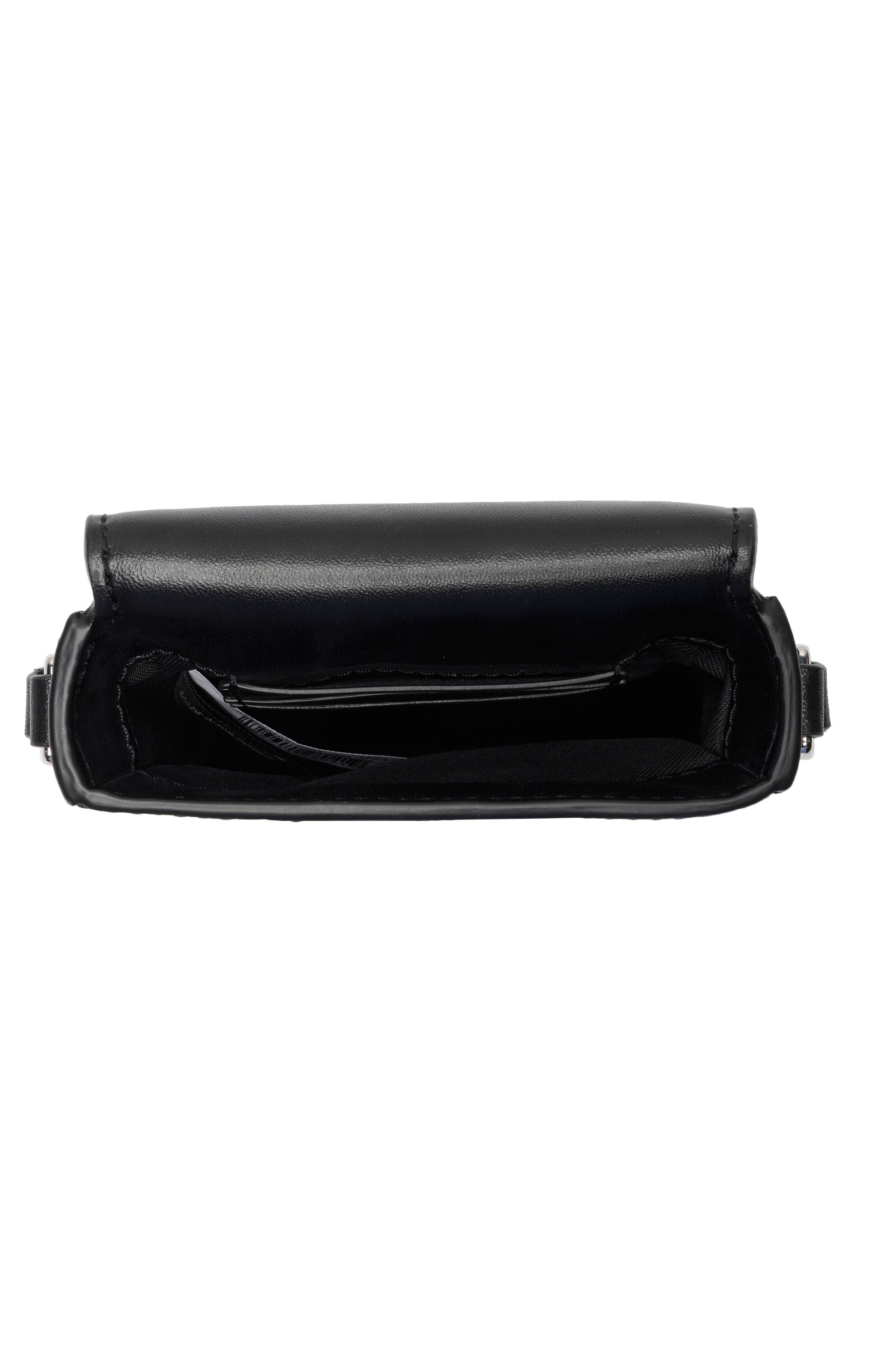 The Phone Leather Crossbody Bag, Alternate, color, BLACK