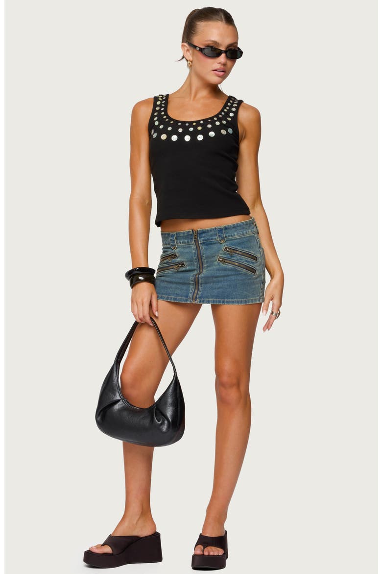 Beach Babe Pearly Button Tank, Alternate, color, BLACK-WASHED