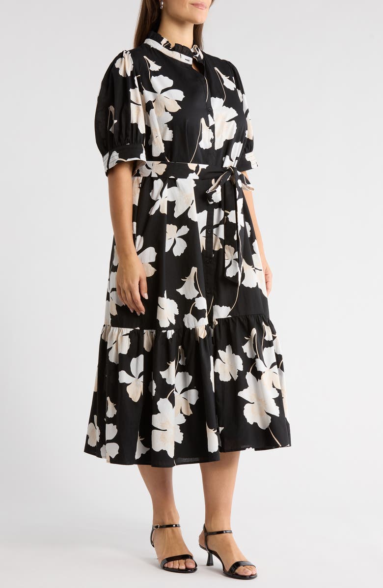 SUGARLIPS Medina Floral Print Shirtdress, Alternate, color, Black-Grey