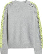 CITY BLUES Embroidered Sleeve Mock Neck Sweater