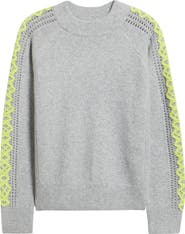 CITY BLUES Embroidered Sleeve Mock Neck Sweater