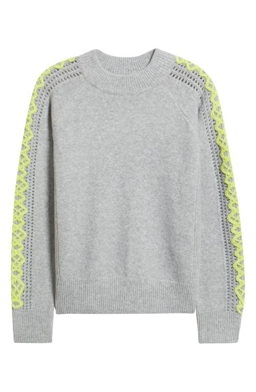 City Blues Embroidered Sleeve Mock Neck Sweater In Gray